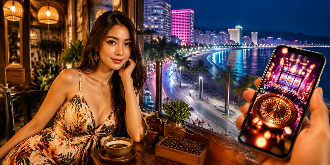 Người dùng vi69net cá cược qua điện thoại tại Nha Trang bên ly cà phê sáng